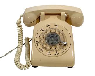 6025 - Vintage ITT Rotary Dial Phone (Description): 9 x 9 x 5.5 Used as is electric/electronic/mechanical item. No guarantee all components, untested