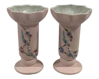 5399 - Pair Hull Pottery Serenade Ruffle Vases (Description): 6.75" Tall
