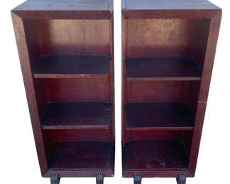 5335 - 2 Bookcases w/ 3 Shelves & Casters on the Bottom (Description): 15 x 11 x 37 x2