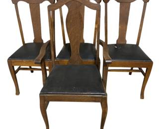5354 - 4 Vintage Queen Ann Dining Chairs (Description): 1 - 21 x 17 x 41 3 - 17 x 18 x 38