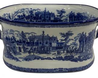 5217 - Blue/White Porcelain Basin - 19 x 12 x 8.5