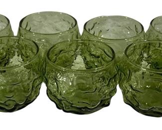 5112 - 7 Anchor Hocking Milano Green Glasses - 2.5" Tall