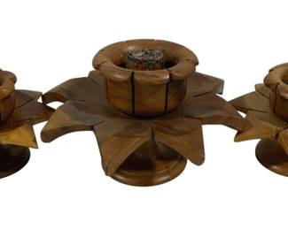 4201 - 4 Wood Candleholders - 8", 12" Round