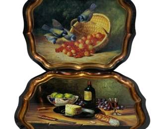 5045 - Vintage Metal Serving Trays - 22 x 17.5