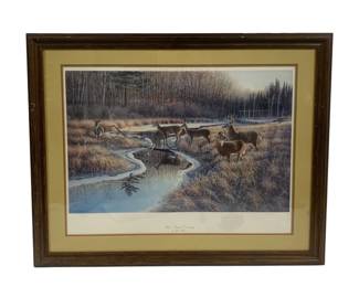 6029 - "Deer Creek Crossing" Framed Signed Print - (Description): #1171/1200 33 x 26.5