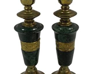 4293 - 2 Brass Candleholders - 9.5" Tall