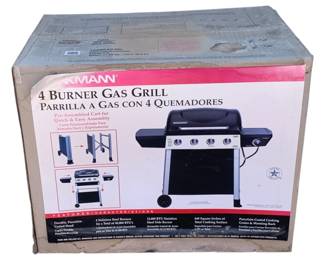6443 - Brinkmann 4 Burner Gas Grill - New in Box (Description): Used as is electric/electronic/mechanical item. No guarantee all components, untested