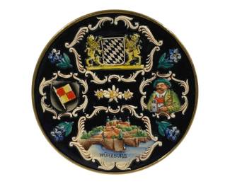 4342 - German Wurzburg Ceramic Plate (Description): 9.5" Round