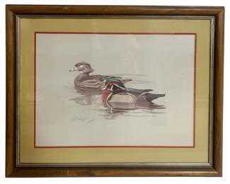 8218 - Framed Signed Duck Print - 26 x 32