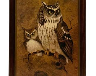 5272 - Framed Owl Artwork - 21 x 15.5