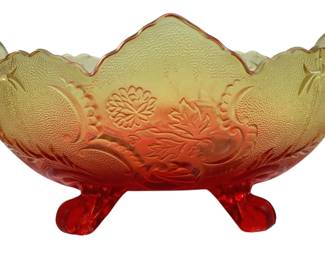 7008 - Jeannette Glass Lombardi Amberina Bowl (Description): 6 x 10
