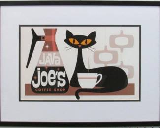 9017 - Joe s Coffee MCM Cat (Description): 22.5 X 16.5