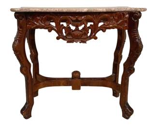4813 - Fancy Carved Console w/ Marble Top (Description): 30 x 32 x 14