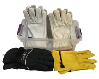 4436 - Plastic Tote w/ 4 Pair Men's Gloves