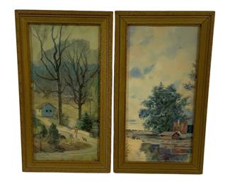 6406 - 2 Framed Prints - 7.5 x 13.5