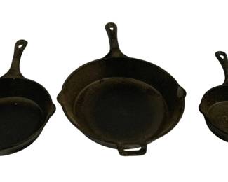 4909 - 3 Old Mountain Cast Iron Skillets