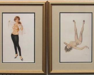 9074 - Set of 2 Pin Up Girls by Alberto Vargas (Description): 15 X 20