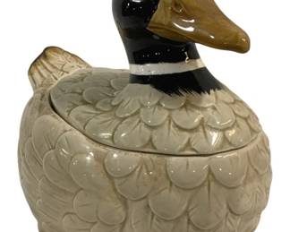 4908 - Vintage Ceramic Mallard Duck Cookie Jar (Description): 10 x 7 x 11