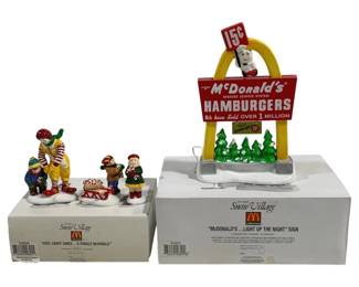 5720 - 2 Dept.56 McDonald's Figures & McDonald's (Description): Light Up the Night Sign w/ Boxes