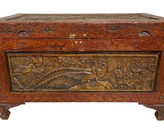 4826 - Wood Carved Lift Top Chest - 24 x 40 x 21