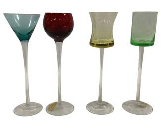 4919 - Hand Blown Multicolored Cordial Glasses - 7" Tall