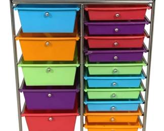 4696 - Metal/Plastic Rolling Storage Bin Organizer (Description): 23 x 15 x 34