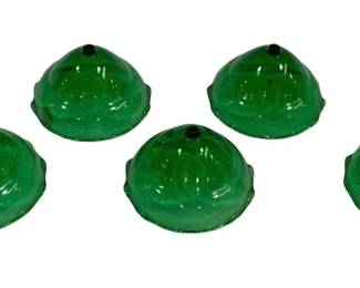 4937 - 7 Green Glass Shrimp Cocktail Inserts (Description): 5" Round
