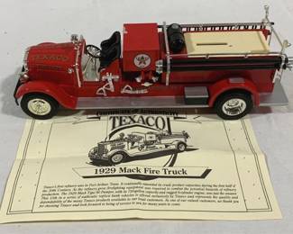 4110 - Texaco 1929 Mack Fire Truck Bank w/ COA
