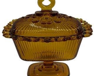 6577 - Indiana Glass Amber Candy Dish - 8 x 7 x 5