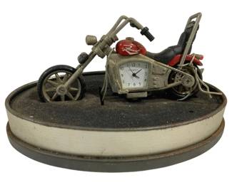 4861 - Vintage Fossil Motorcycle Desk Clock - 3 x 6 x 4 (Description): Used as is electric/electronic/mechanical item. No guarantee all components, untested.