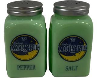 5210 - Moon Pie Jadeite Salt & Pepper Shakers - 4" Tall