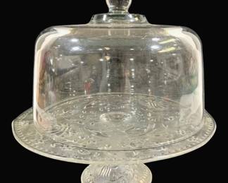 4916 - Vintage Cake Stand w/ Glass Dome - 13 x 13