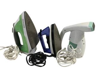 4650 - 2 Irons & Clothes Steamer (Description): Used as is electric/electronic/mechanical item. No guarantee all components, untested.