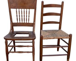 4978 - 2 Antique Chairs - 41 x 17 x 16, 36 x 19 x 14