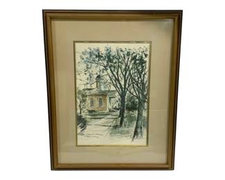 6629 - Framed Old Courthouse Williamsburg Print (Description): 15.5 x 20