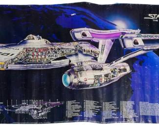 506 - Star Trek The Motion Picture Diagram Poster (Description): Star Trek The Motion Picture diagram poster featuring a detailed cutaway illustration of the Starship U.S.S. Enterprise with technical specifications and annotations. Measures 22 inches by 48 inches.