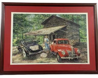 6042 - "Grandpa's Tobacco Barn" Framed SIgned Print (Description): #169/100 43 x 33