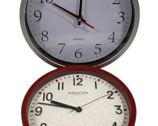 4455 - 2 Quartz Wall Clocks - 9.5", 8.5" Round