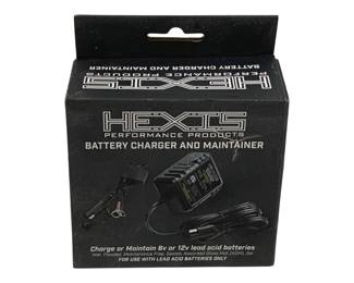 4433 - Hexis Battery Charger/Maintainer in Box (Description): Used as is electric/electronic/mechanical item. No guarantee all components, untested.