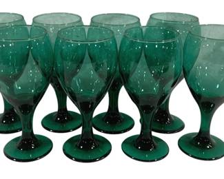 5234 - 8 Vintage Green Teardrop Stemware Glasses (Description): 7" Tall