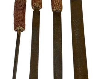 5197 - 4 Metal Files w/ Corncob Handles - 17 x 12 x 12