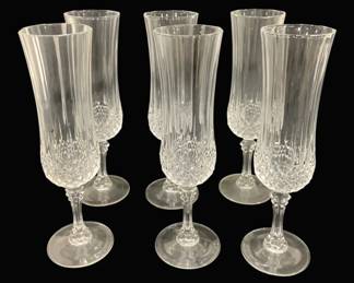 4414 - 6 Vintage Crystal Champagne Flutes