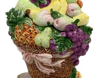 5404 - Heritage Vintage Fruit Basket Cookie Jar (Description): 8 x 11 x 7