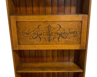 6295 - Antique Oak Secretary Desk w/ bookshelf (Description): 63 x 36 x 11