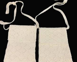 4158 - 2 Vintage Crocheted Crossbody Pouches - 7 x 8