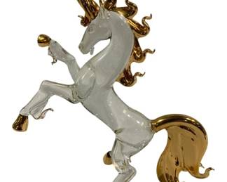 4871 - Blown Glass Wild Unicorn - 12" Tall