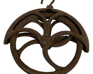 5342 - Antique Cast Iron Well Pulley - 13.5 x 11