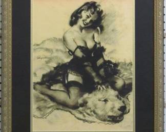 9125 - Bear Facts Giclee by Gil Elvgren (Description): 21 X 25