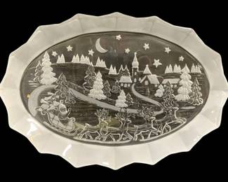 6597 - Holiday Glass Serving Platter - 17 x 11.5