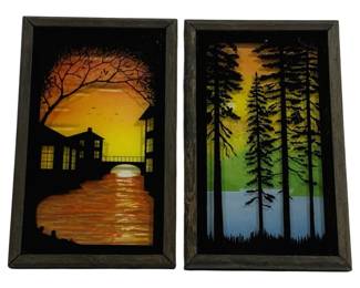 5071 - 2 Framed Silhouette Paintings - 6.5 x 10.5